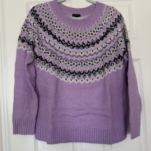 NWT Talbots sweater size Medium purple sparkle frost fair isle